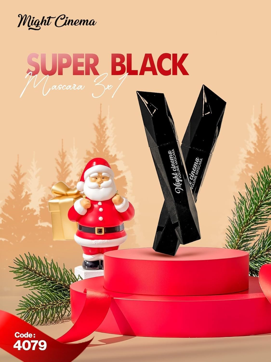 Might Cinema 3-in-1 Volume Mascara Waterproof Black - Model 4079