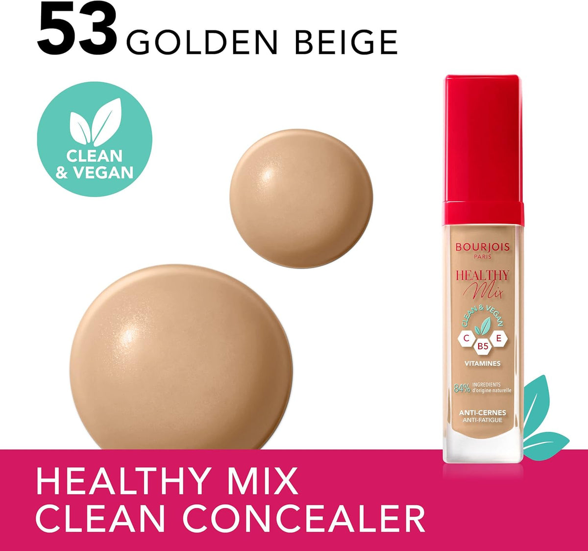 Bourjois Healthy Mix Clean & Vegan Concealer - 53 Golden Beige Beige Dore