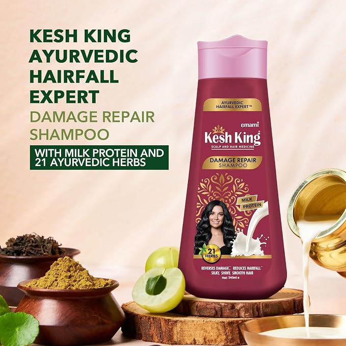 Kesh King Hairfall Expert Damage Repair Shampoo with Milk Protein & 21 Ayurvedic Herbs – 340ml