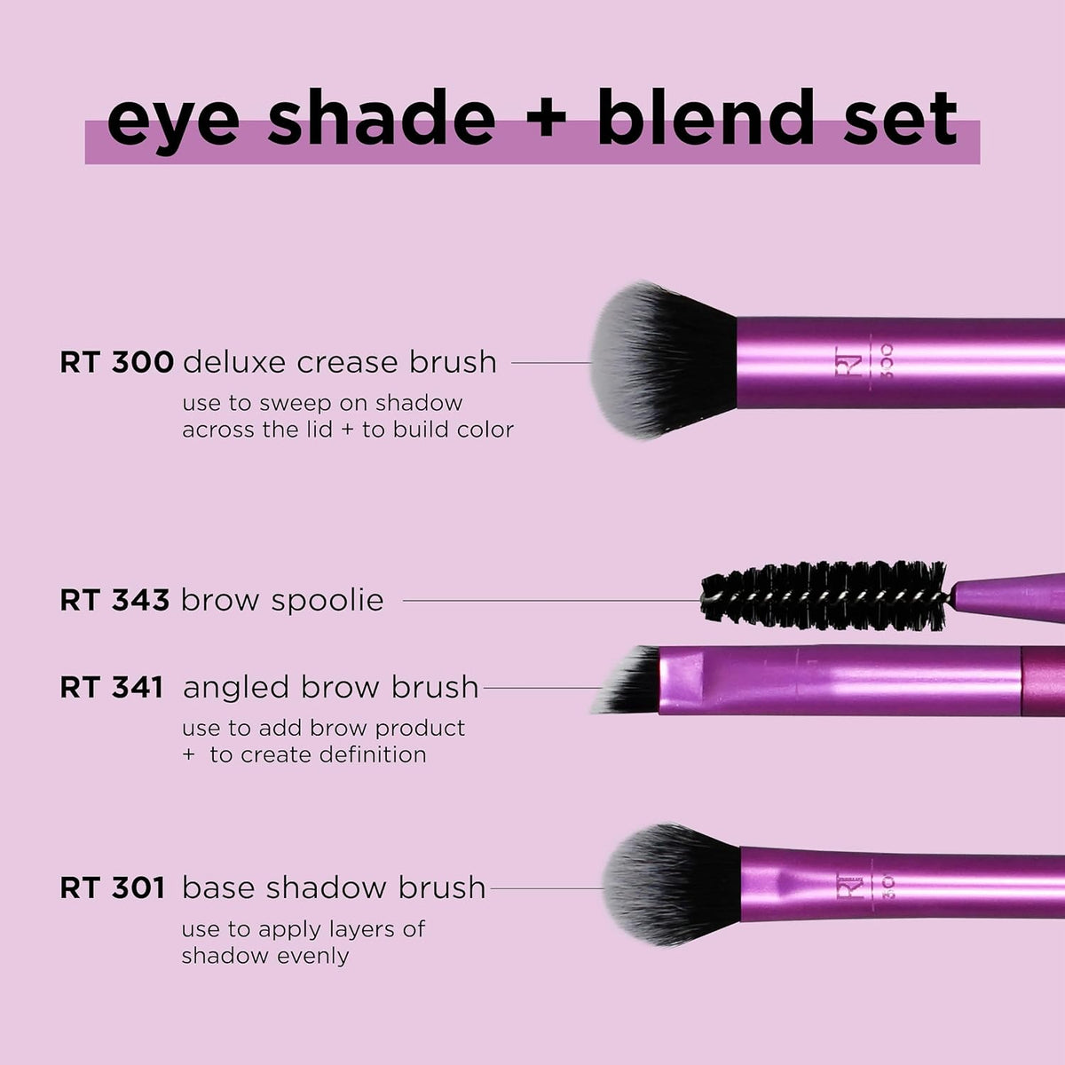 Real Techniques Eye Shade & Blend Makeup Brush Trio, For Eyeshadow & Liner, Makeup Tools