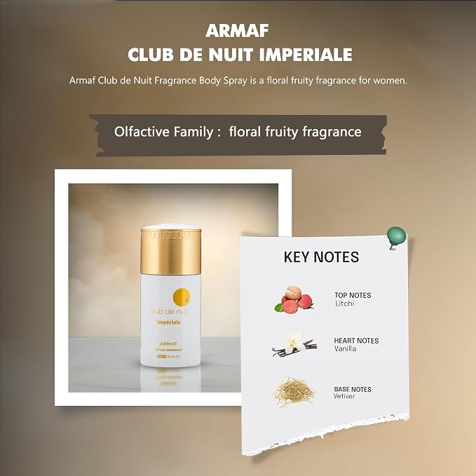 Club De Nuit Imperiale by Armaf for Women - Perfume Body Spray - 250ml