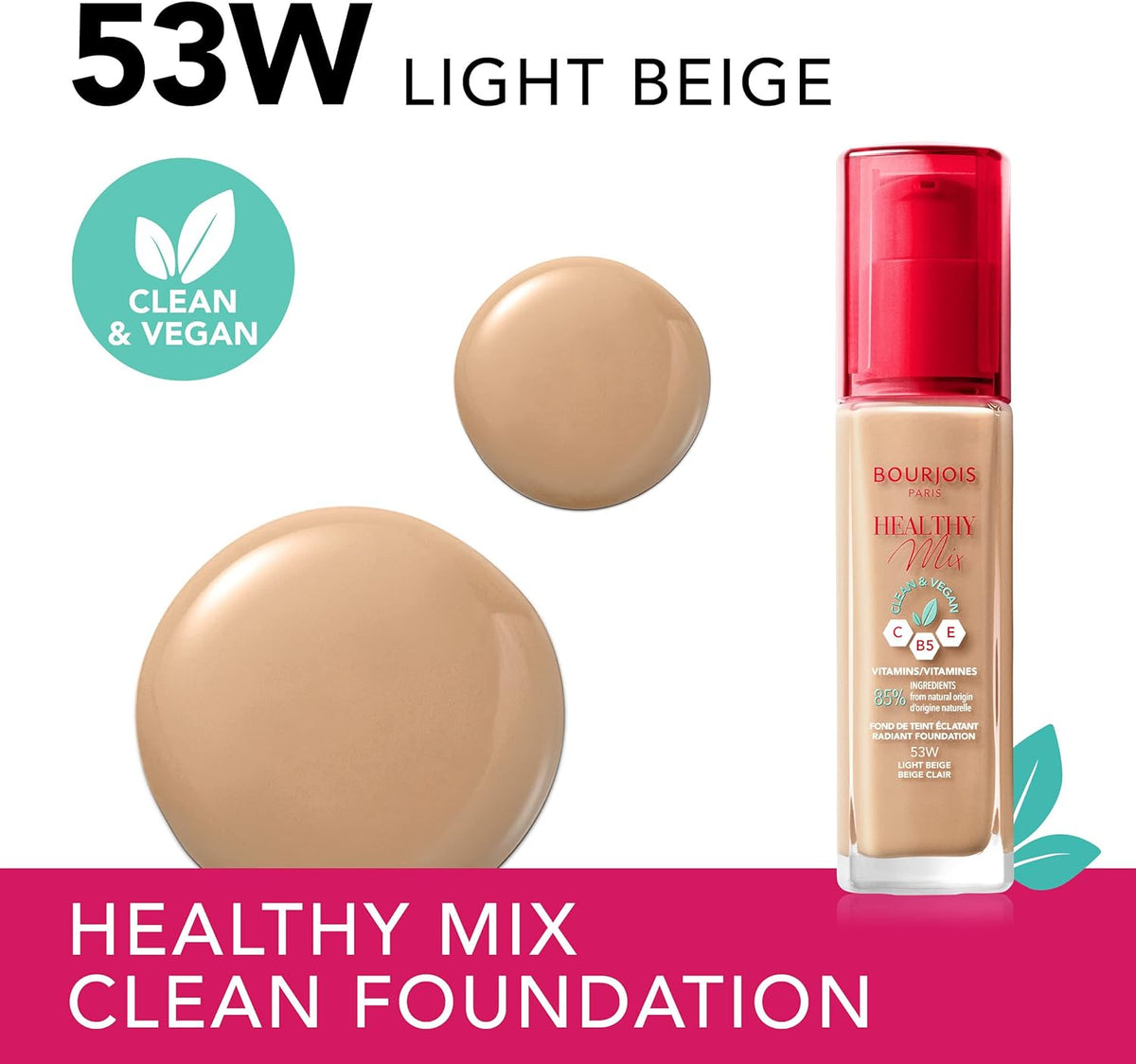 Bourjois Healthy Mix Clean & Vegan – 53W – Light Beige