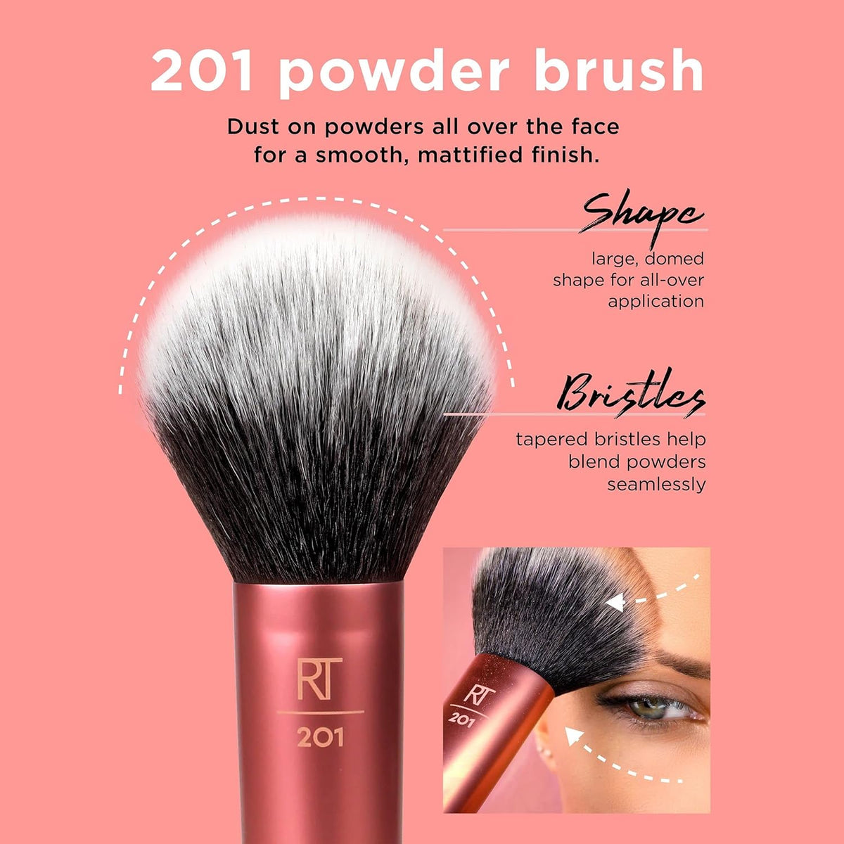 Real Techniques Powder Brush, For Loose or Pressed Setting Powder Face, RT 201