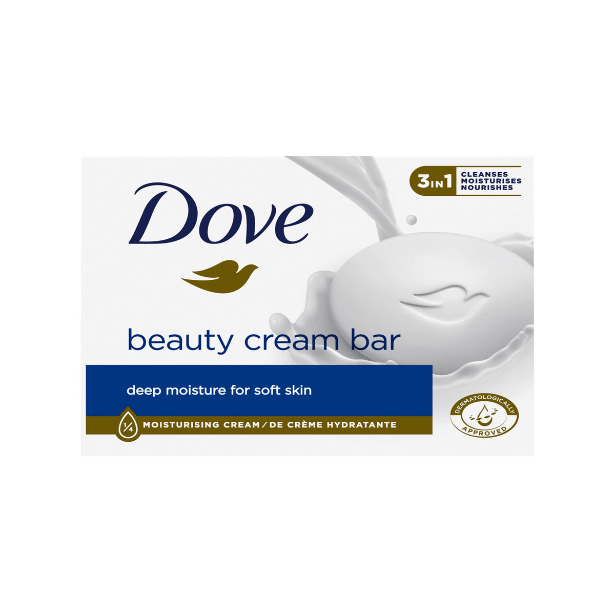 Dove Beauty Cream Bar, White, Deep Moisture For Soft Skin - 90g