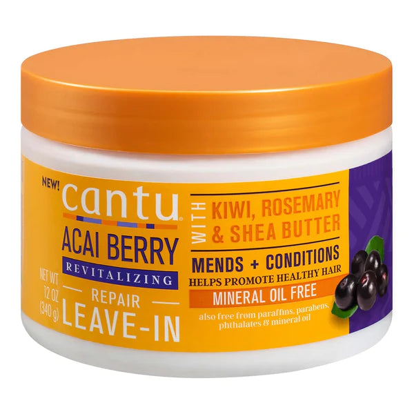 Cantu Acai Berry Revitalizing Leave-In Repair Cream -340g كريم الإصلاح المنشطبالتوت الذي لا يحتاج إلى شطف من كانتو