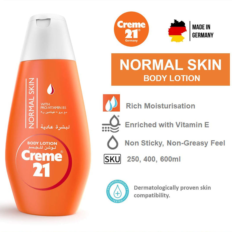 Creme21 Body Lotion for Normal Skin with Pro -Vitamin B5 for All Skin, 250 ml