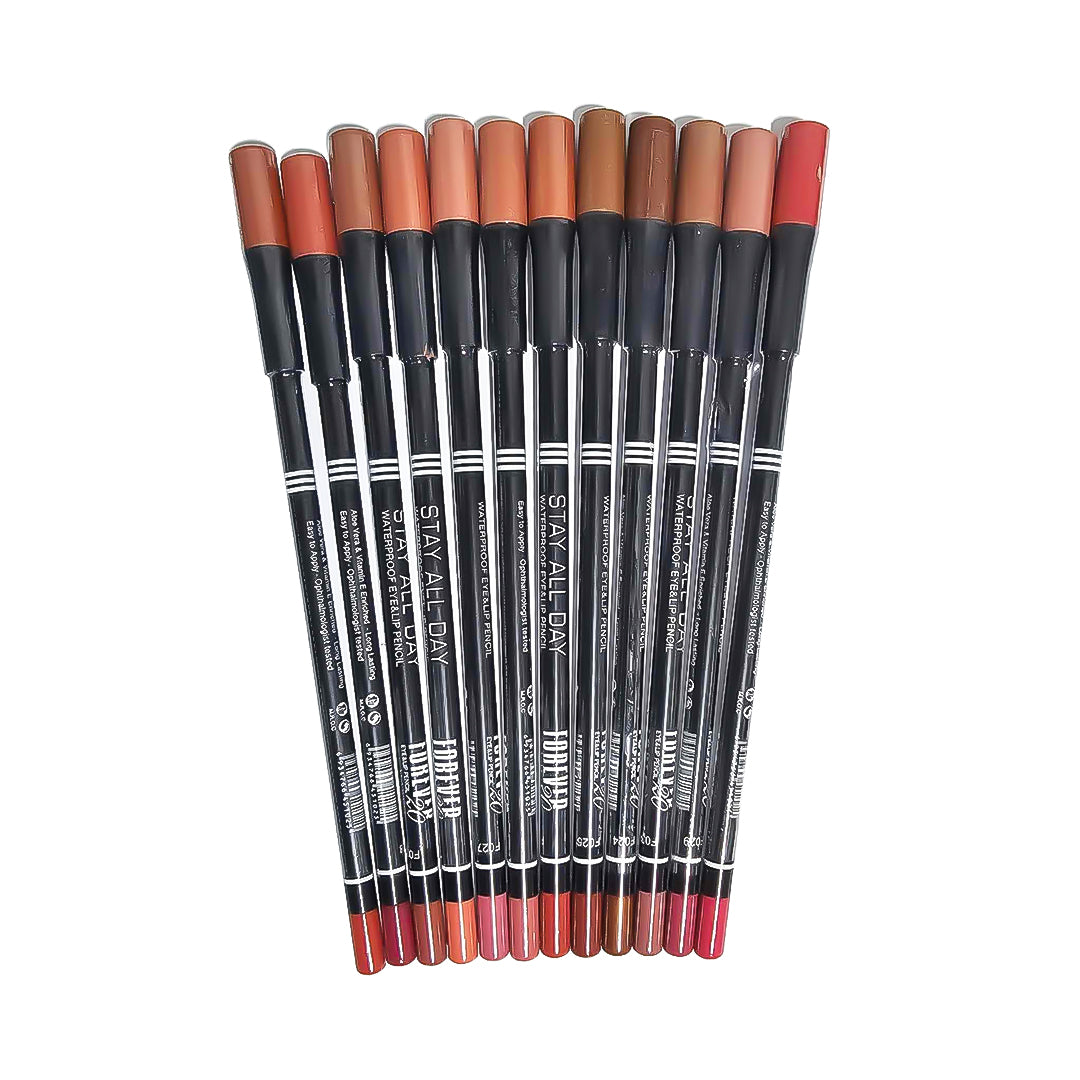 F022 - Forever Stay All Day Eye & Lip Pencil Waterproof - 12Pcs