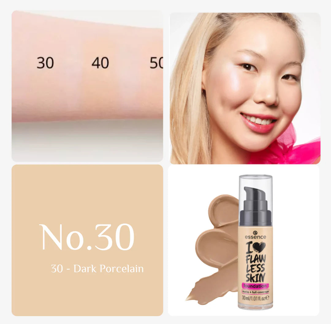 Essence I Love Flawless Skin Foundation Matte & Full Coverage - 30 Dark Porcelain