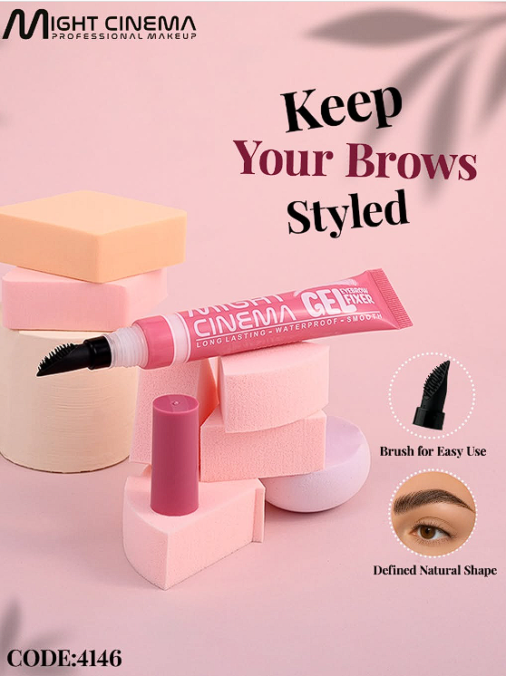 Might Cinema Gel Eyebrow Fixer With Brush for Natural Shaped Eyebrow - Waterproof - Long Lasting