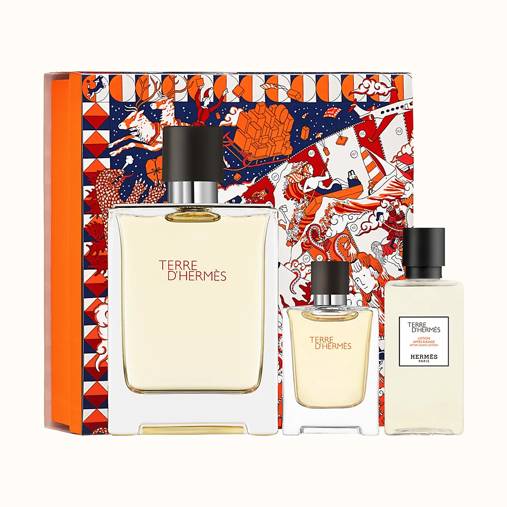 Terre D'hermes Parfum Gift Set - Pure Parfum 75ml, 12.5ml,,After Shave Lotion 40ml