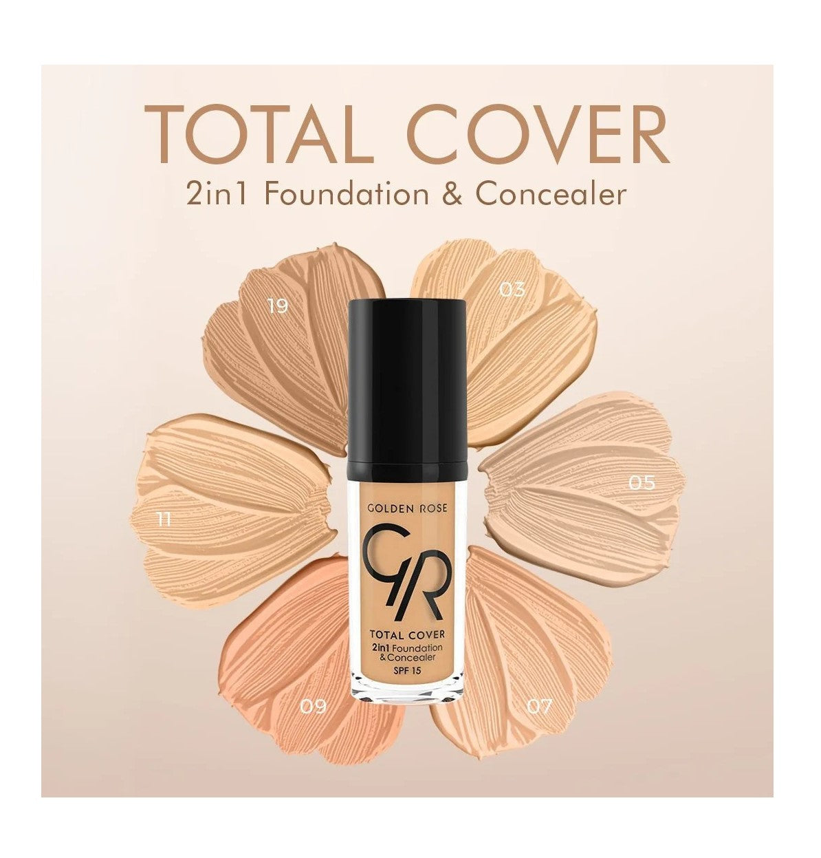 Golden Rose Total Cover 2 IN 1 Foundation & Concealer SPF15 - 05 Cool Sand