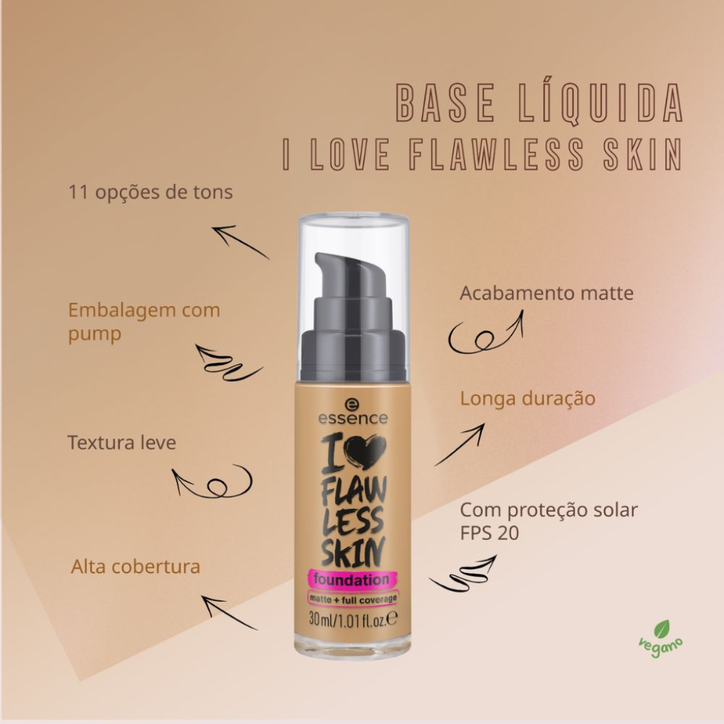 Essence I Love Flawless Skin Foundation Matte & Full Coverage - 90 Dark Sand