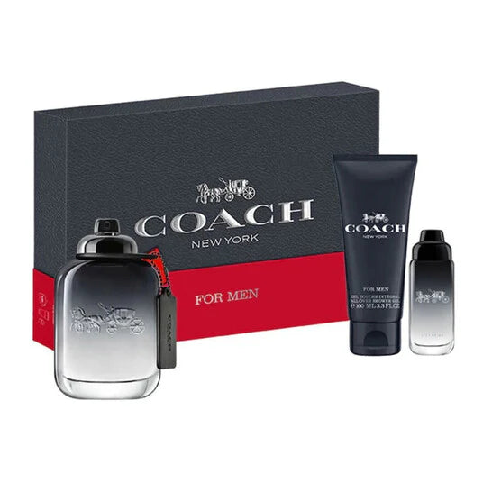 Coach New York for Men Gift Set - Eau De Toilette - 3 Pcs (100ml EDT + 15ml EDT + All Over Shower 100ml)