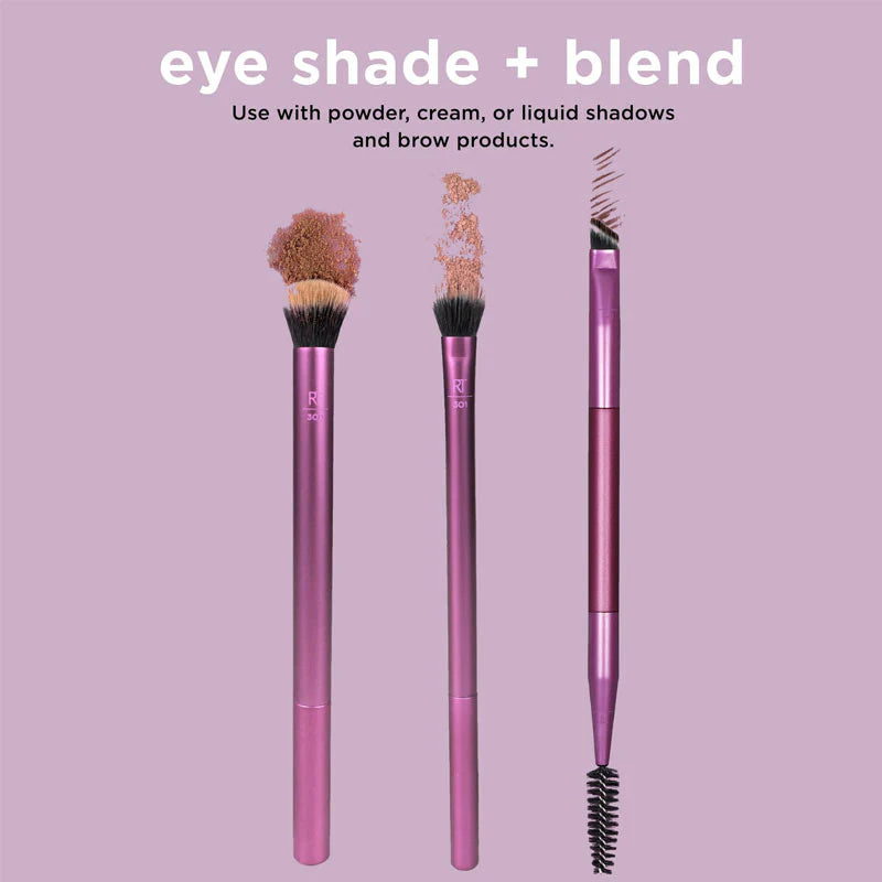 Real Techniques Eye Shade & Blend Makeup Brush Trio, For Eyeshadow & Liner, Makeup Tools