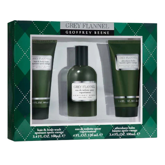 Grey Flannel by Geoffrey Beene For Men Gift SET - Eau De Toilette - 3Pieces