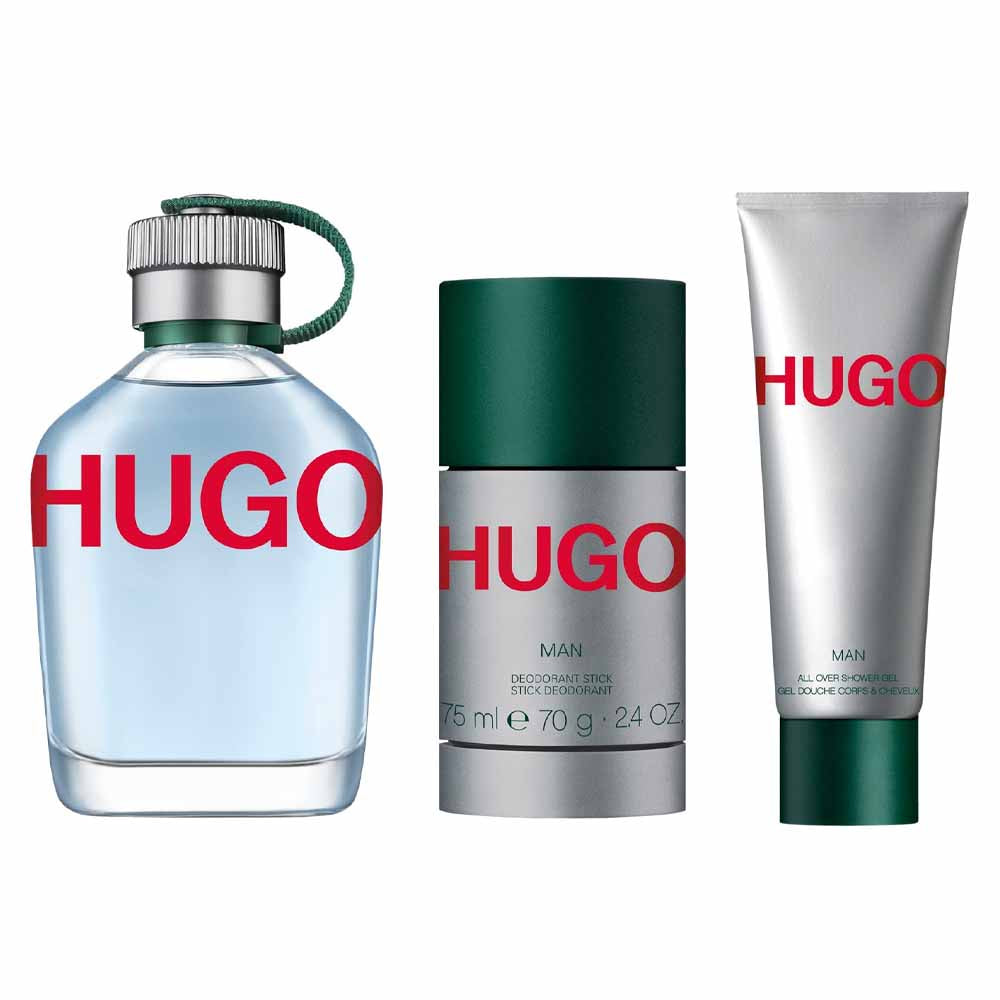 Hugo Man Gift Set for Men - Eau de Toilette - 3 Pcs (125ml EDT + Deo Stick 75ml + Shower Gel 50ml)