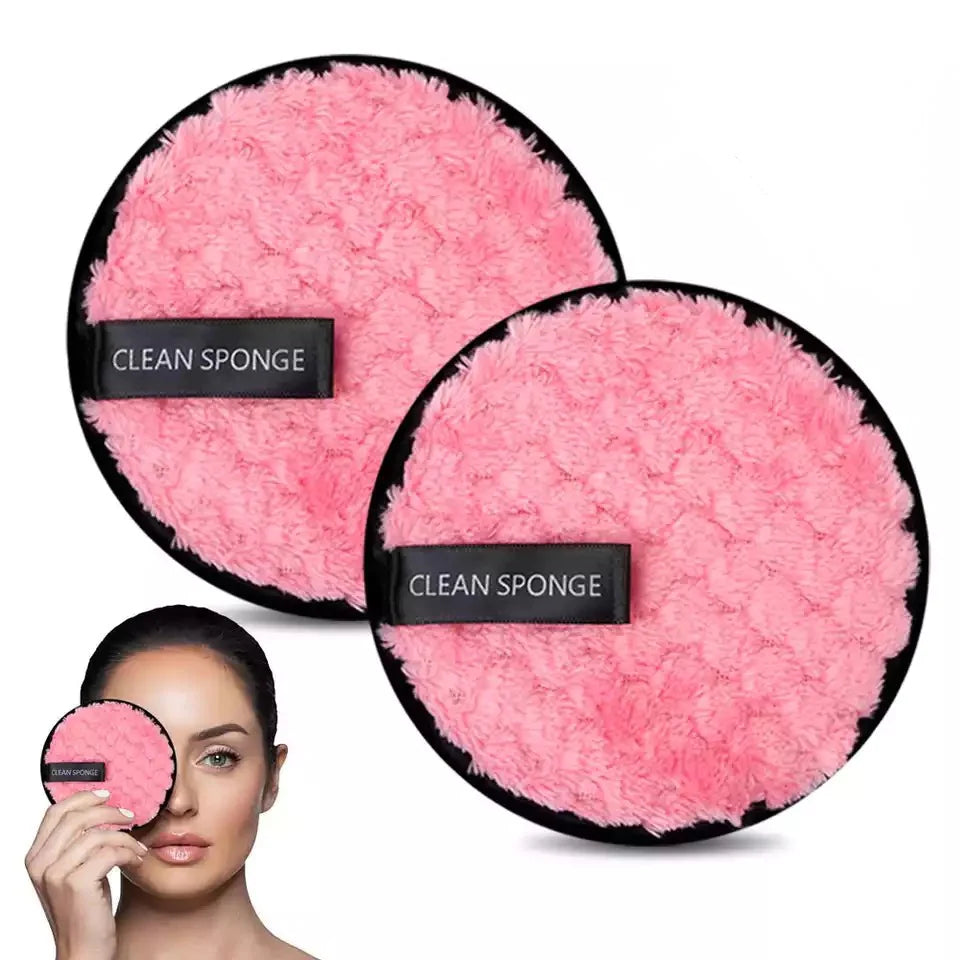 Makeup Remover Pad Reusable Face Cleaning Sponge Cosmetic Puff (Pink)