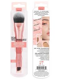 Real Techniques Cover & Conceal Dual Ended Makeup Brush Foundation Coverage, 2-in-1 Brush