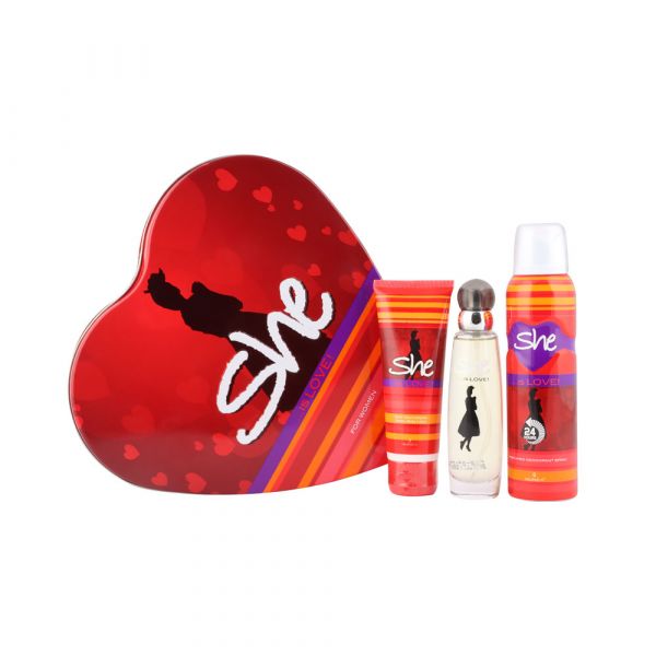 Hunca She Is Love Heart Gift Sets For Women With Perfume/ Deodorant & Body Lotion
