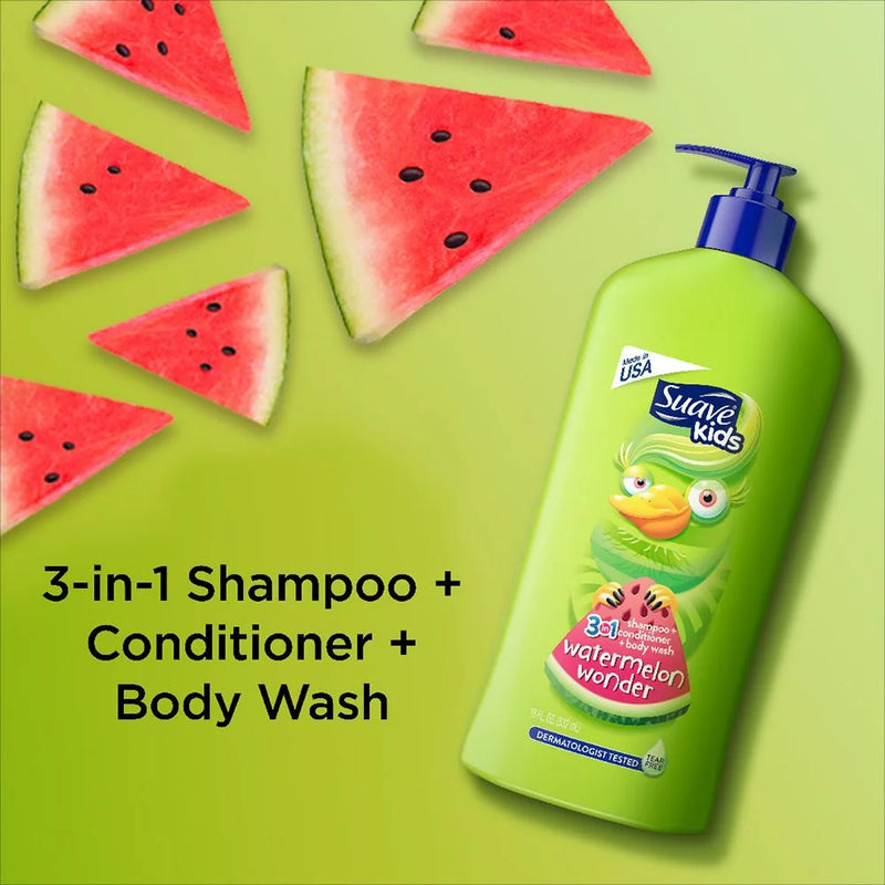 Suave Kids 3 in 1 Shampoo, Conditioner & Body wash with Watermelon Scent,532 ml