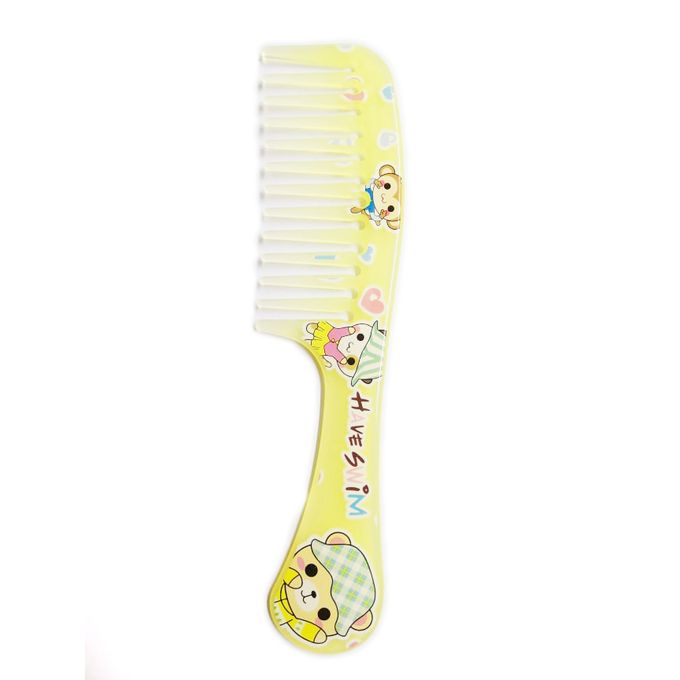 Plastic Hair Comb With Paintings - Yellow