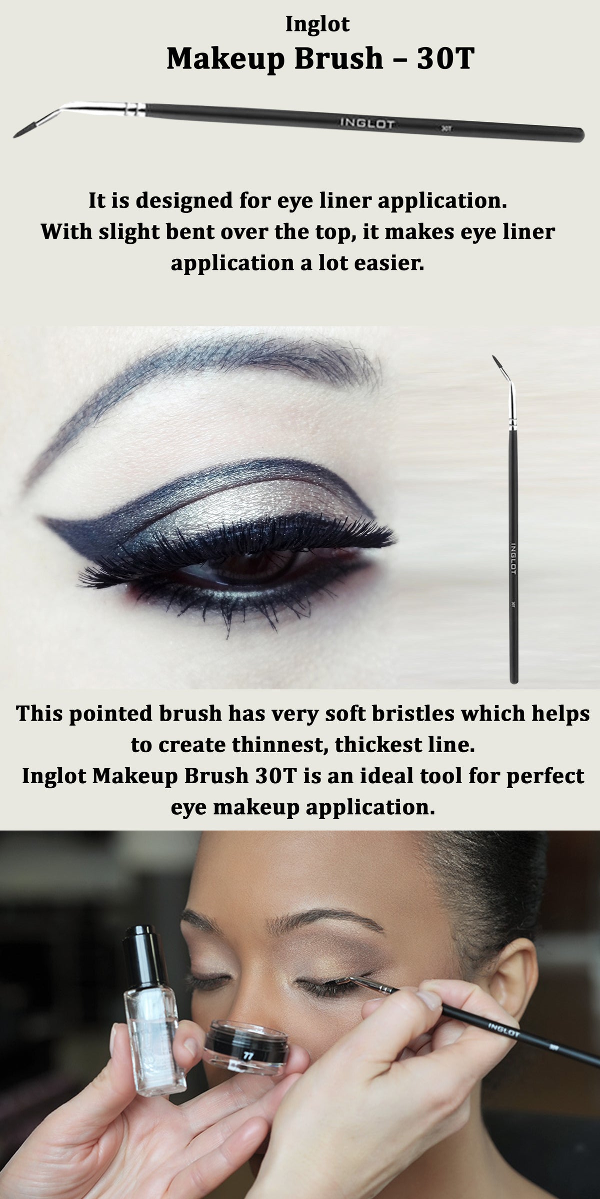Eyeliner Brush Inglot Makeup Brush Pedzel Do Makijazu - 30T