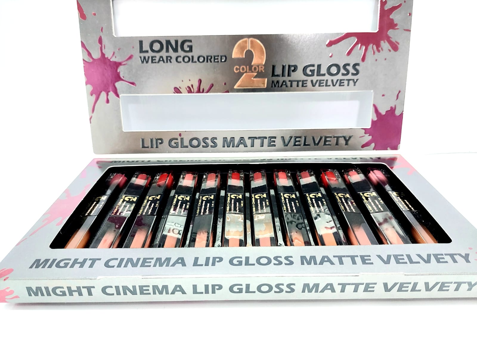 Might Cinema Long Wear Colored Lip Gloss Matte Velvet - 2 Color ( 12 Pcs )