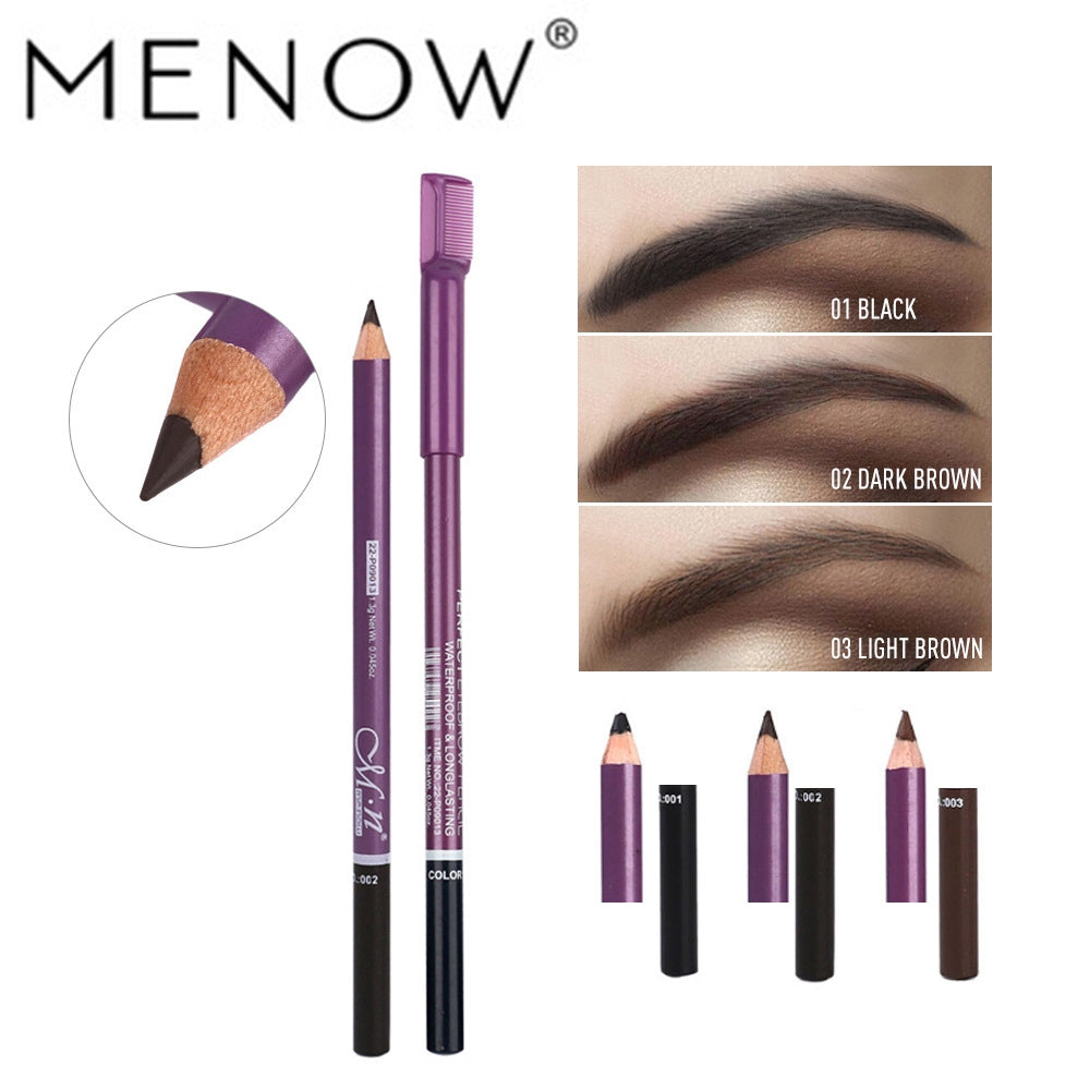 02 Eyebrow Pencil With Comb Brush For Brow -Dark Brown - 2Pcs