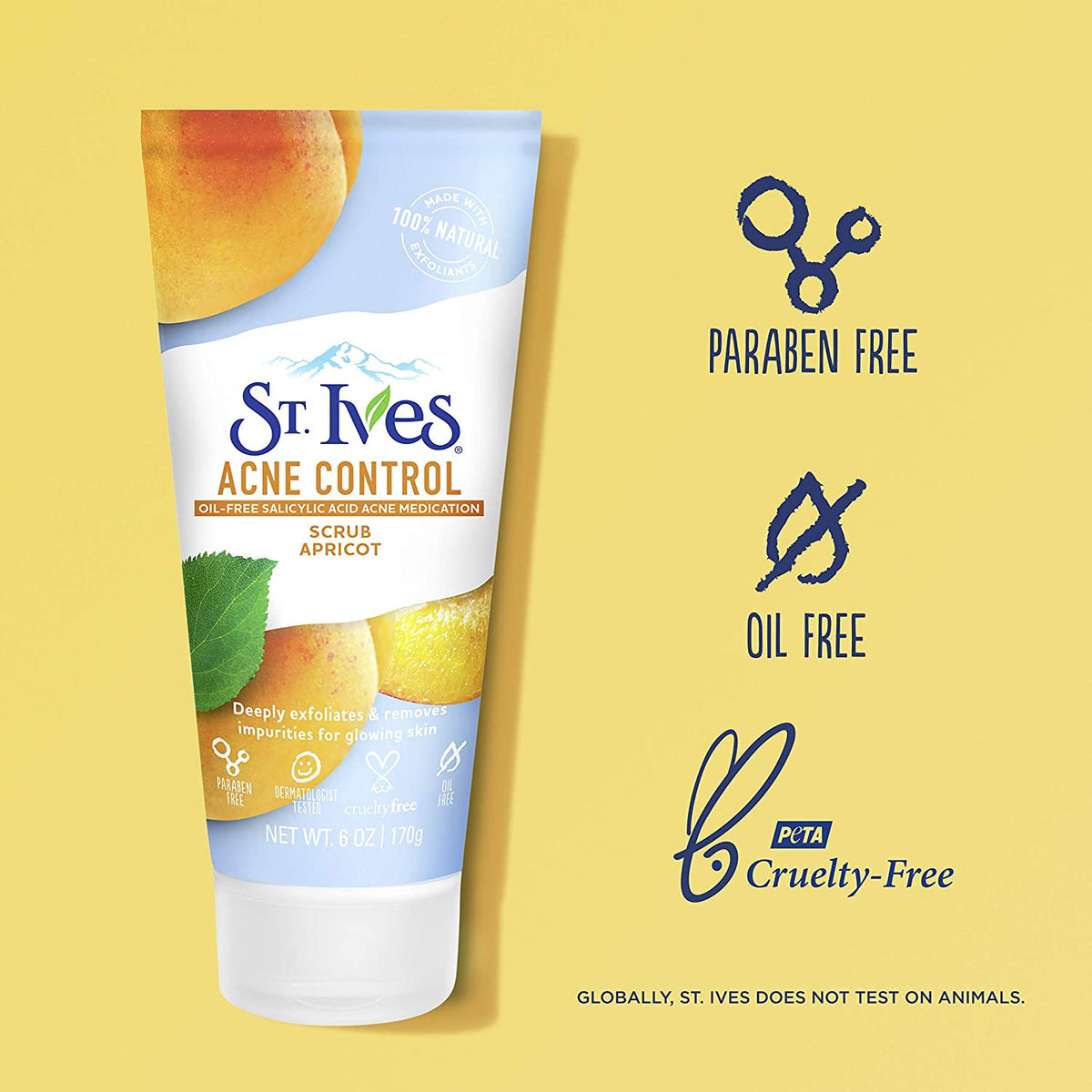 Acne Control Apricot Scrub "Paraben Free" 100% Natural by ST.Ives - 170g