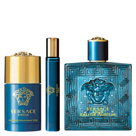 Versace Eros Gift Set ( Eau de Parfum 100 ml + 10 ml Spray + 75 ml Deostick )