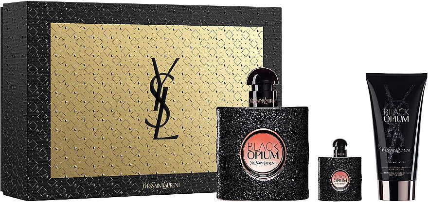 Yves Saint Laurent Black Opium Gift Set For Women ( Eau De Parfum 50ml + Travel 7.5 ml + Shimmering Moisture Fluid For Body 50 ml )